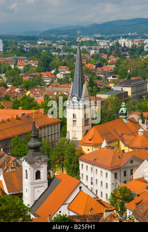 Ansicht von Ljubljana Slowenien von Castle hill Stockfoto