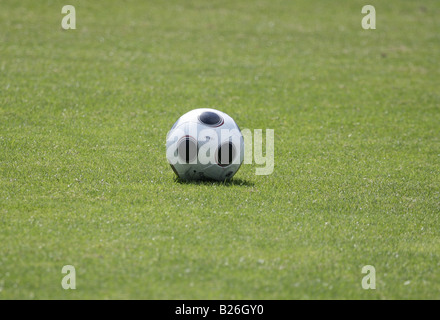 Fußball auf einem grasbewachsenen Platz. Stockfoto