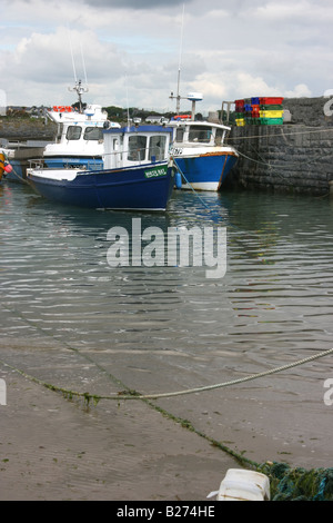 Angelboote/Fischerboote vertäut im Hafen von Rush, County Dublin, Irland Stockfoto