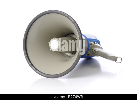 Megaphon auf weißem Hintergrund Stockfoto