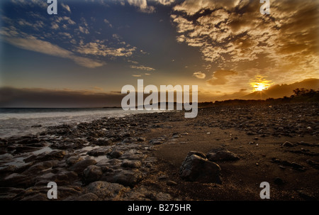 Porto Novo Santao Antao bei Sonnenuntergang Stockfoto