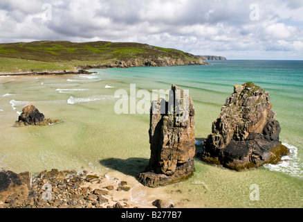 Meer-Stacks auf Garry Strand, Isle of Lewis, Hebriden, Schottland Stockfoto