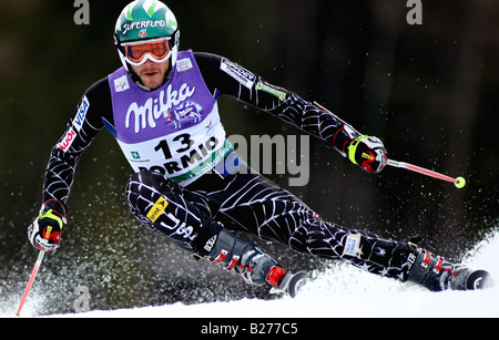 Bode Miller aus den USA Skifahren der Audi FIS Weltcup-Finale in Bormio Italien März 2008 er ging an den Gesamtweltcup gewinnen Stockfoto