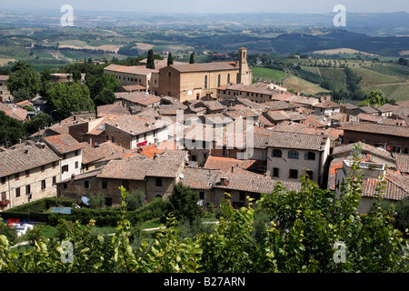 mit Blick auf Teil von San Gimignano aus der Rocca San Gimignano Delle Belle Torri Toskana Italien Südeuropa Stockfoto