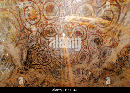 Wandmalereien im inneren Wüste Burg Qasr Amra, Umayyad arabischen Jagdschloss, Jordan, Arabien Stockfoto