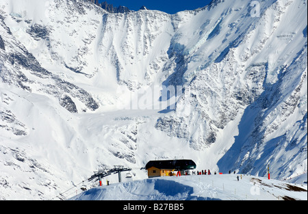 Skigebiet Saint Gervais am Fuße des Mont Blanc Massivs, St Gervais, Haute Savoie, Frankreich Stockfoto