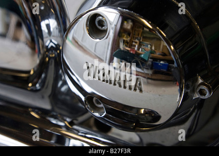 Yamaha Logo auf Motorrad Motor Stockfoto