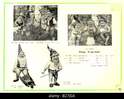 Seite des Modells Gartenzwerge aus Heissner Katalog ca. 1938 Stockfoto
