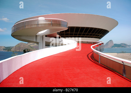 Museum für zeitgenössische Kunst in Niterói Rio de Janeiro, Brasilien, Brasilien vom Architekten Oscar Niemeyer Stockfoto