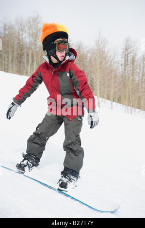 Downhill Snowboard Boy Stockfoto