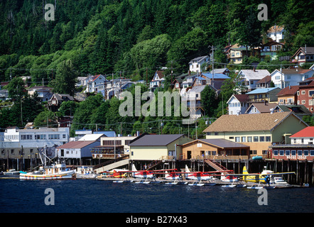 Blick vom Hafen der kleinen Stadt Ketchikan, Alaska, USA Stockfoto