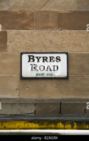 Straßenschild für Byres Road in Glasgow Schottland Stockfoto