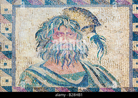 Mosaik der Büste des Winters in das Haus des Dionysos, Paphos Mosaiken, Nea Paphos, Zypern Stockfoto