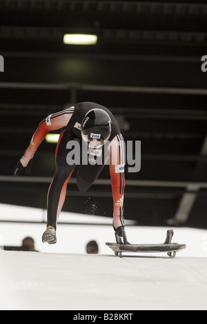 Skelett-Rennen in Whistler Sleding Centre British Columbia Kanada Stockfoto