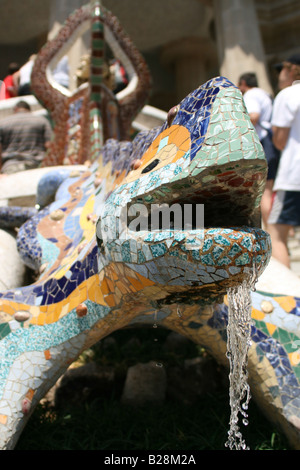 Gaudi Mosaik Drache Statue, Park Güell, Barcelona Stockfoto