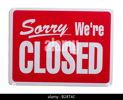 Tut mir leid wir sind geschlossen Schild Stockfoto