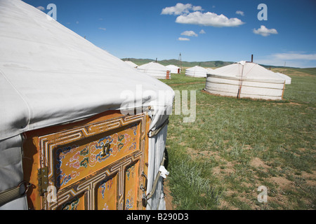 Ger in einem traditionellen Zelt im Elstei in der Nähe von Ulaan Baatar Mongolei Stockfoto