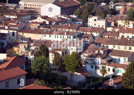 Blick über die Dächer von Torre Guinigi Lucca Toskana Italia Italien Europa Stockfoto