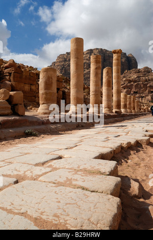 Säulenstraße, CARDO MAXIMUS, nabatäische Stadt Petra, Jordanien, Arabien Stockfoto