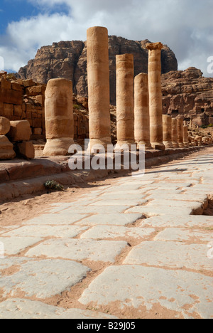 Säulenstraße, CARDO MAXIMUS, nabatäische Stadt Petra, Jordanien, Arabien Stockfoto