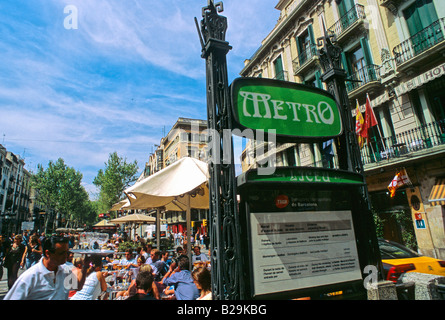 Zeichen der u-Bahnstation / Barcelona Stockfoto