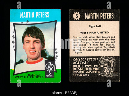 Kaugummi-Sammelkarte von West Ham United und England Fußballer Martin Peters produziert A & v. 1968 Stockfoto