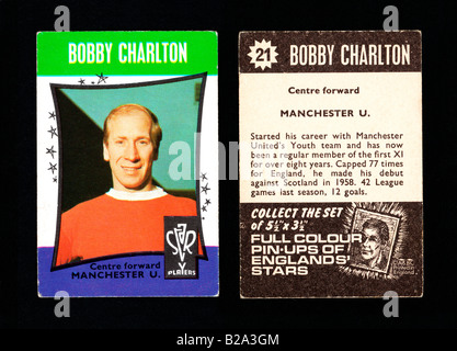 Kaugummi-Sammelkarte von Manchester United und England Fußballer Bobby Charlton produziert A & v. 1967/1968 Stockfoto