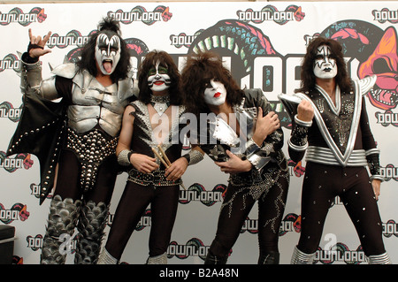 Rock-Band Kiss Pose Download Festival 2008 Stockfoto