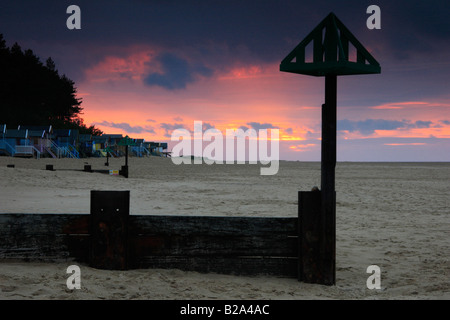 Sonnenuntergang am "Brunnen als nächstes am Meer" in Norfolk, England. Stockfoto