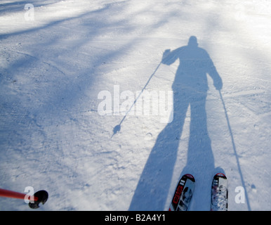 Skifahren auf einem Berg erste Person perpective Stockfoto