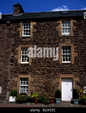 Mühle-Arbeiter wohnen in New Lanark, gegründet von Robert Owen, Lanarkshire, Schottland Stockfoto