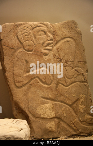 Original Tänzerin Stein im Monte Alban Museum, in der Nähe von Oaxaca City, Bundesstaat Oaxaca, Mexiko Stockfoto