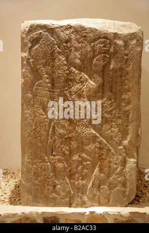 Original Tänzerin Stein im Monte Alban Museum, in der Nähe von Oaxaca City, Bundesstaat Oaxaca, Mexiko Stockfoto