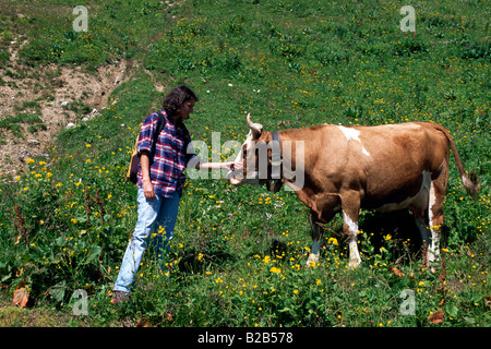 Wandern am Fellhorn Allgäu Bayern Deutschland Stockfoto