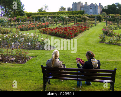 Im rose Garten Ardgillan Park, North County Dublin, Irland, mit dem Schloss im Hintergrund Stockfoto