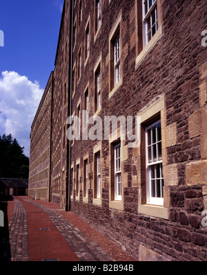 Mühle-Arbeiter wohnen in New Lanark, gegründet von Robert Owen, Lanarkshire, Schottland Stockfoto