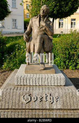 Denkmal für Johann Wolfgang von Goethe, im Spa des Mariánské Lázně oder Marienbad, Böhmen, Tschechische Republik, Europa Stockfoto