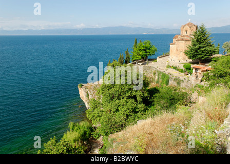 Sveti Jovan oder Kirche von St. John bei Kaneo, byzantinische Kirche in Ohrid-See, UNESCO World Heritage Site, Mazedonien, Europa Stockfoto