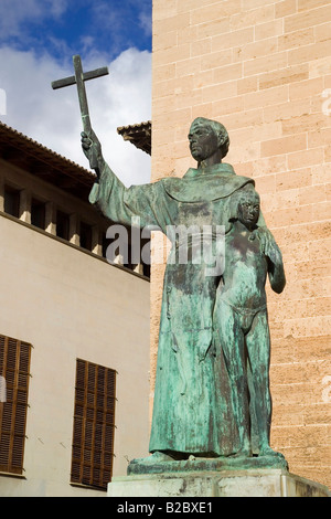 Palma De Mallorca, Fray Junípero Serra Statue, Gründer von San Francisco CA. Balearic Islands, Spanien Europa Stockfoto