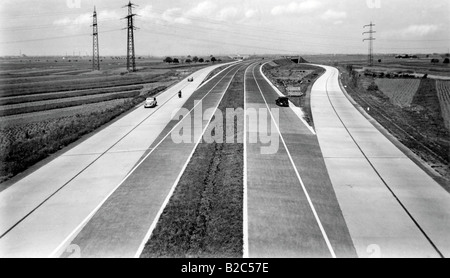 Autobahn Heidelberg-Frankfurt, drehen für Mannheim, historisches Foto, ca. 1940, Baden-Württemberg, Deutschland, Europa Stockfoto