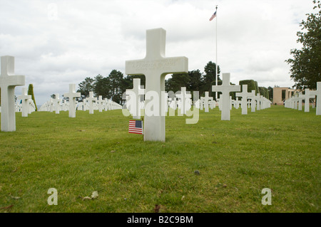 Den Amerikanischen Friedhof in Colleville-sur-Mer, Normandie, Frankreich, wurden alliierte Truppen, die sich auf d Tag 6. Juni 1944 gestorben begraben sind. Stockfoto