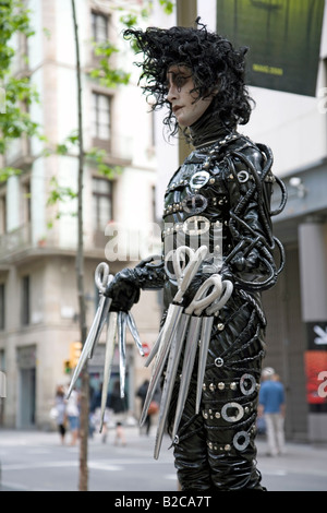 Straßenkünstler auf La Ramblas Barcelona Spanien Mai 2008 Stockfoto