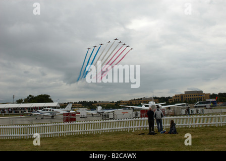 Öffentliche / Enthusiasten beobachten der Red Arrows Display Team Farnborough Air Show 2008 Stockfoto