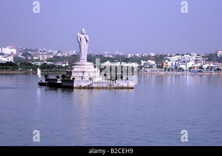 Buddha-Statue Hussainsagar, Hyderabad Stockfoto