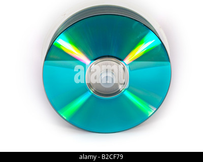 CDs DVDs auf weißem Hintergrund Stockfoto