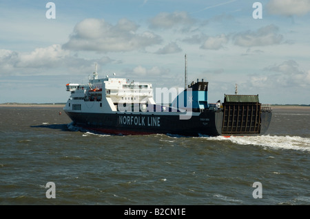 Dublin Viking Fähre verlässt Liverpool und Fluss Mersey Stockfoto