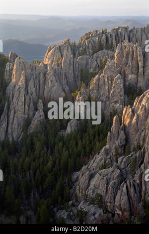 Granit Felsvorsprüngen von Little Devils Tower, Custer State Park und Black Hills National Forest, South Dakota Stockfoto