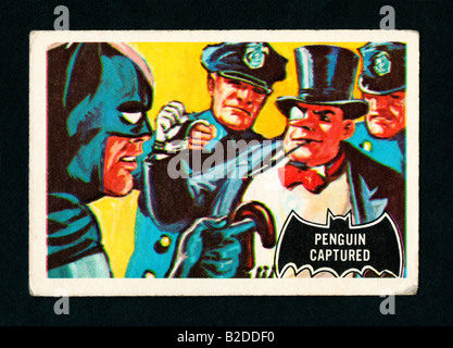 Bubble Gum Sammelkarten von 1966 Batman Trading Card set bekannt als Black Bat Series oder Orange Rücken Stockfoto