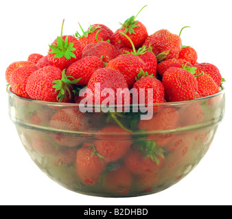 dark glass bowl with the fresh strawberries Stockfoto