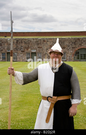 Mittelalterlichen Fußsoldaten, Ritterspiele 2008, Fort Geoerge, Ardesier, Schottland, Vereinigtes Königreich Stockfoto